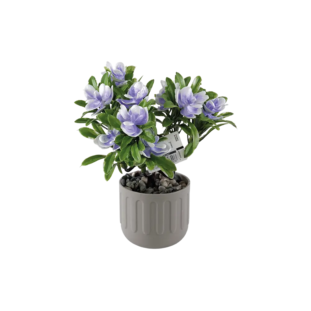 Eva-Purple-Flower-with-Beige-Vase Eva purple flower with beige vase