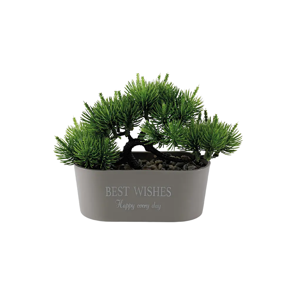 Eva small green tree with rectangular beige vase