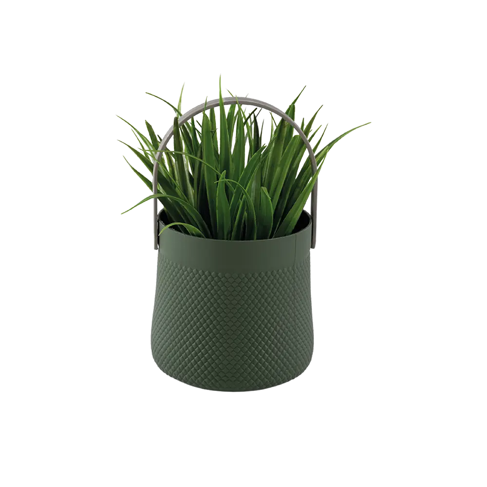 Eva-Spiky-Grass-Plant-with-Green-Vase-&-Handle Eva spiky grass plant with green vase & handle