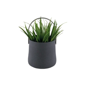 Eva spiky grass plant with grey vase & handle
