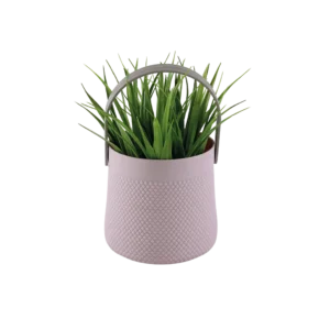 Eva spiky grass plant with pink vase & handle