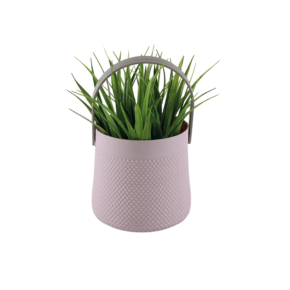 Eva-Spiky-Grass-Plant-with-Pink-Vase-&-Handle Eva spiky grass plant with pink vase & handle