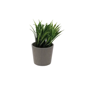 Eva spiky grass plant with ribbed design beige vase
