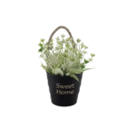 Eva white & green plant with sweet home design black vase