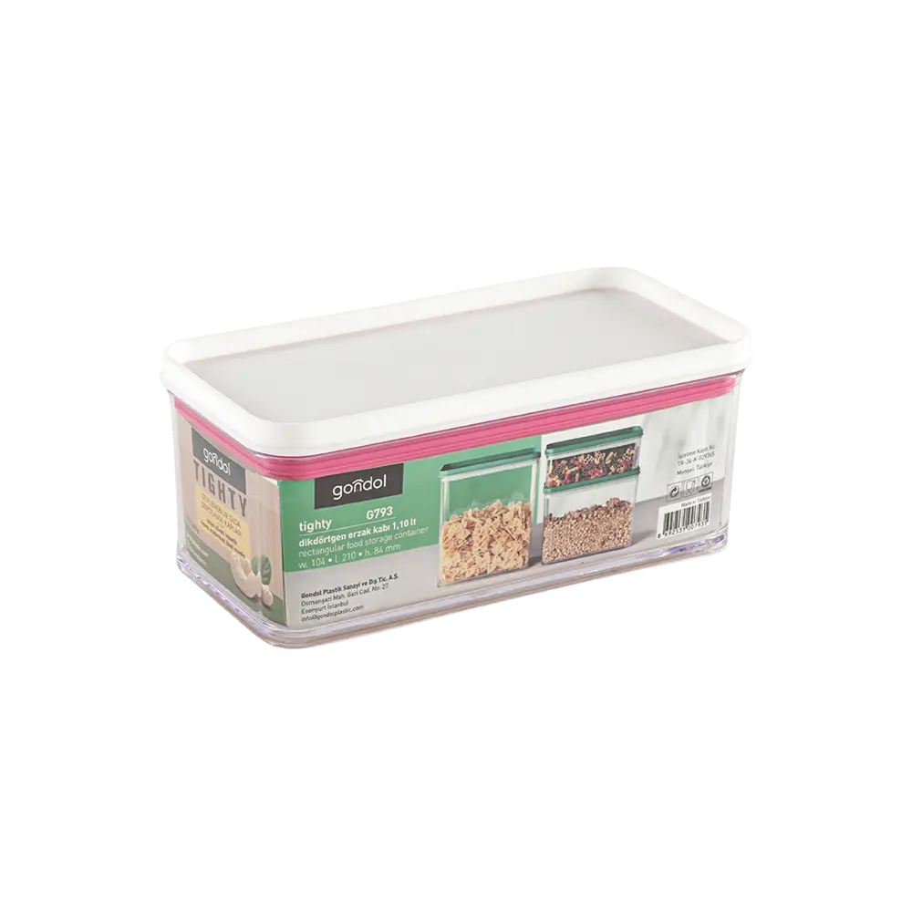 Gondol 1.1l plexi white rectangular storage container