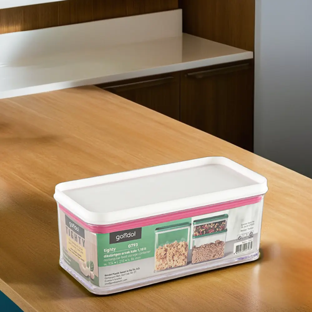 Gondol 1.1l plexi white rectangular storage container1