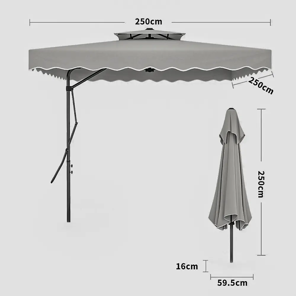 Outdoor 2.5m grey umbrella1