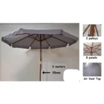 Outdoor 3m beige umbrella with rope3