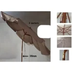 Outdoor 3m dark beige folding umbrella with rope2