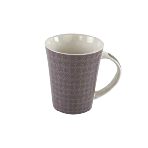 Porcelain 380ml flower pattern grey & purple mug
