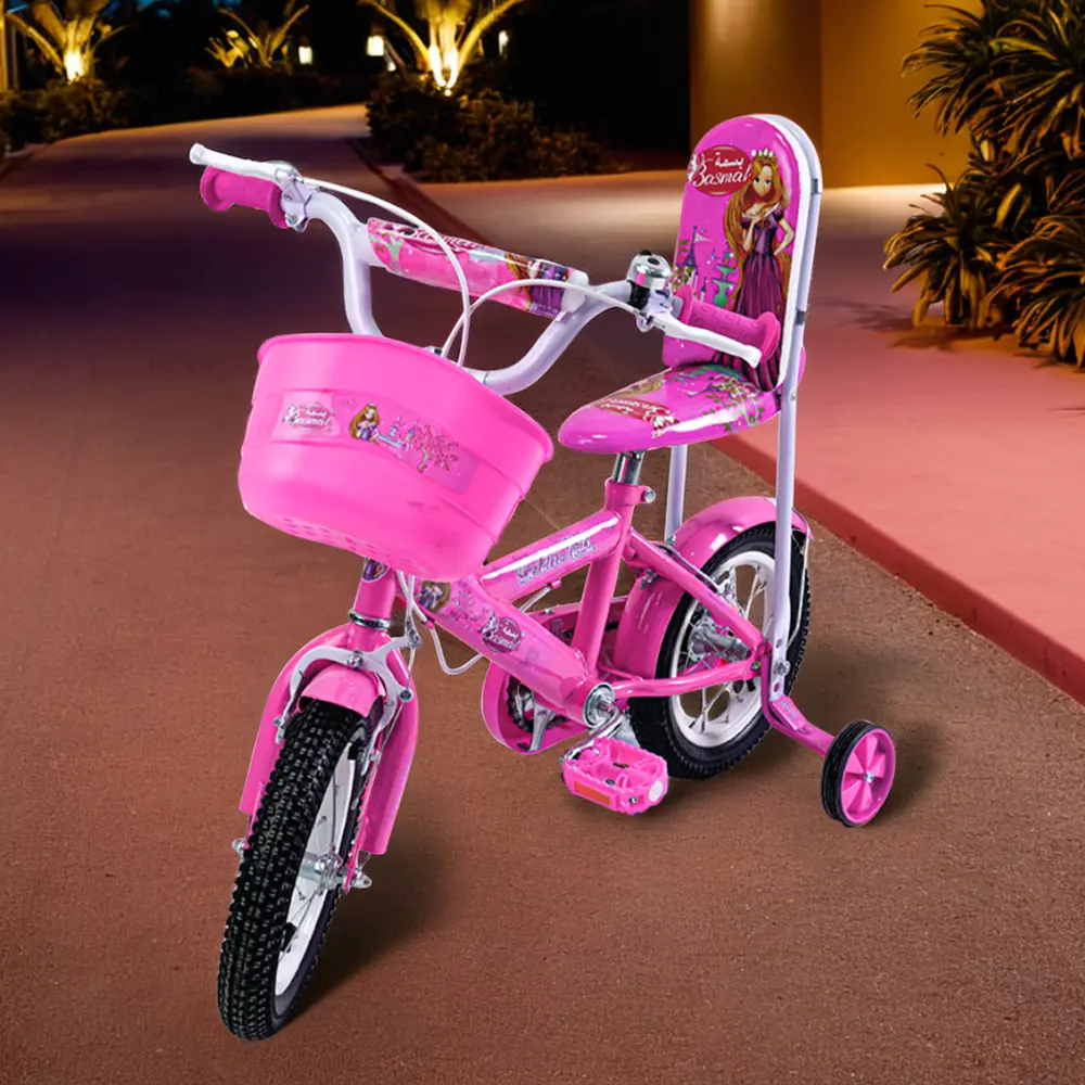 Basma 12in fuchsia bike with basket1