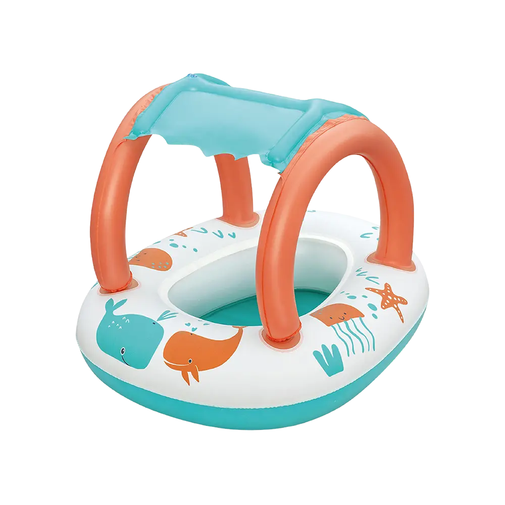 Bestway 34203 orange & white 67x84cm baby boat with canopy