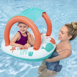 Bestway 34203 orange & white 67x84cm baby boat with canopy1