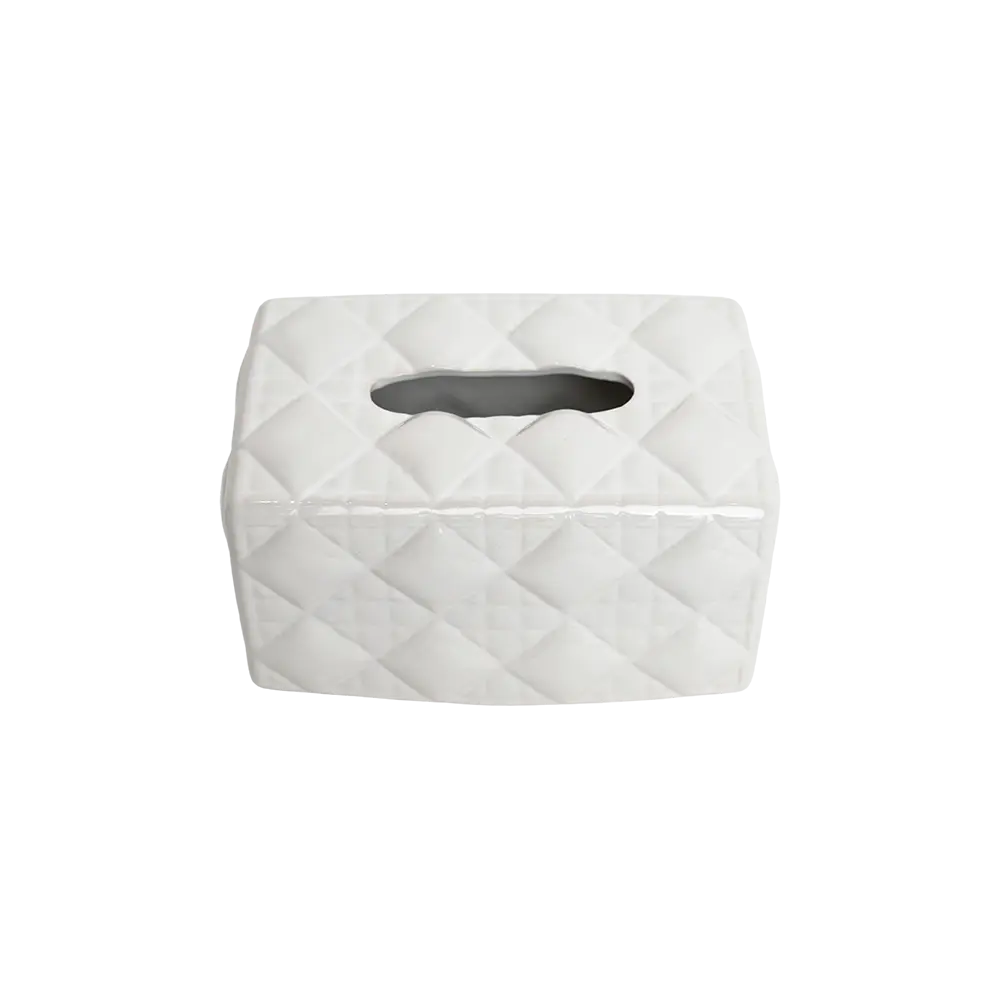 Ceramic diamond pattern design white tissue box