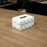 Ceramic diamond pattern design white tissue box1