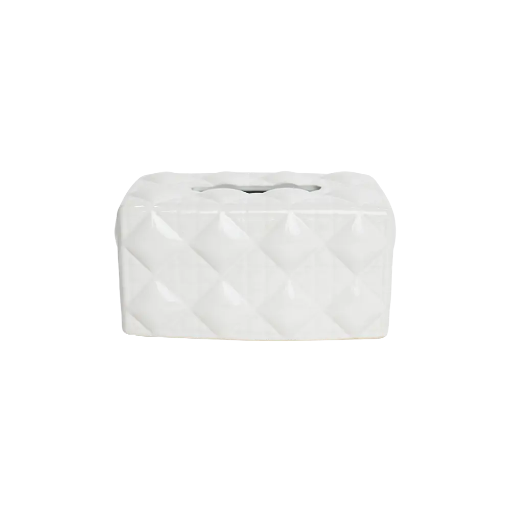Ceramic diamond pattern design white tissue box2