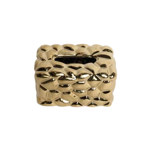 Ceramic hex pattern design gold tissue box