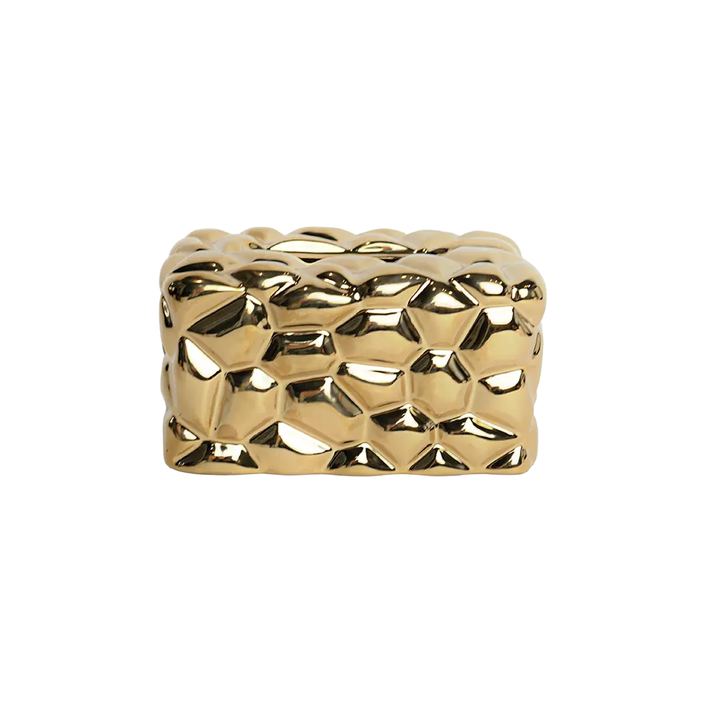 Ceramic hex pattern design gold tissue box1