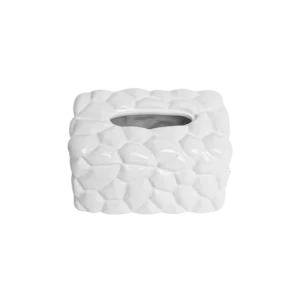 Ceramic hex pattern design white tissue box
