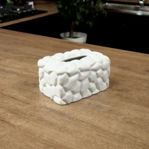 Ceramic hex pattern design white tissue box1