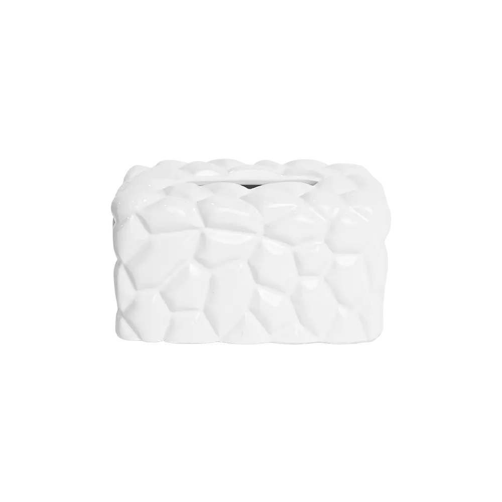 Ceramic hex pattern design white tissue box2
