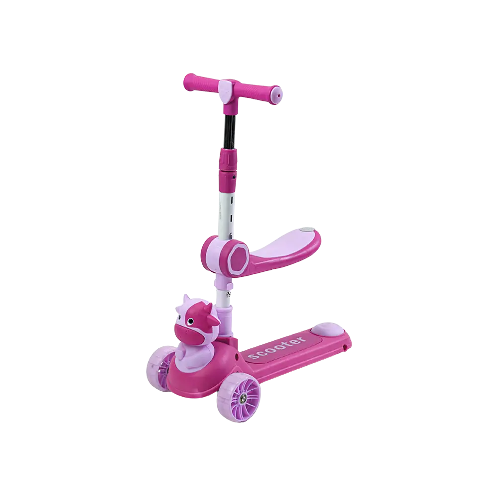 Cow-Design-3-Wheels-Folding-Seat-Pink-Scooter Cow design 3 wheels folding seat pink scooter