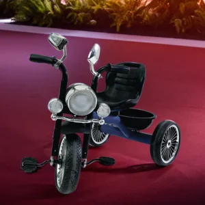 Dark blue & black 3 wheels tricycle with light & basket1