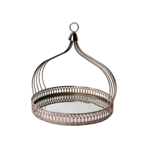 Gold circular regal 35cm mirror tray with handle