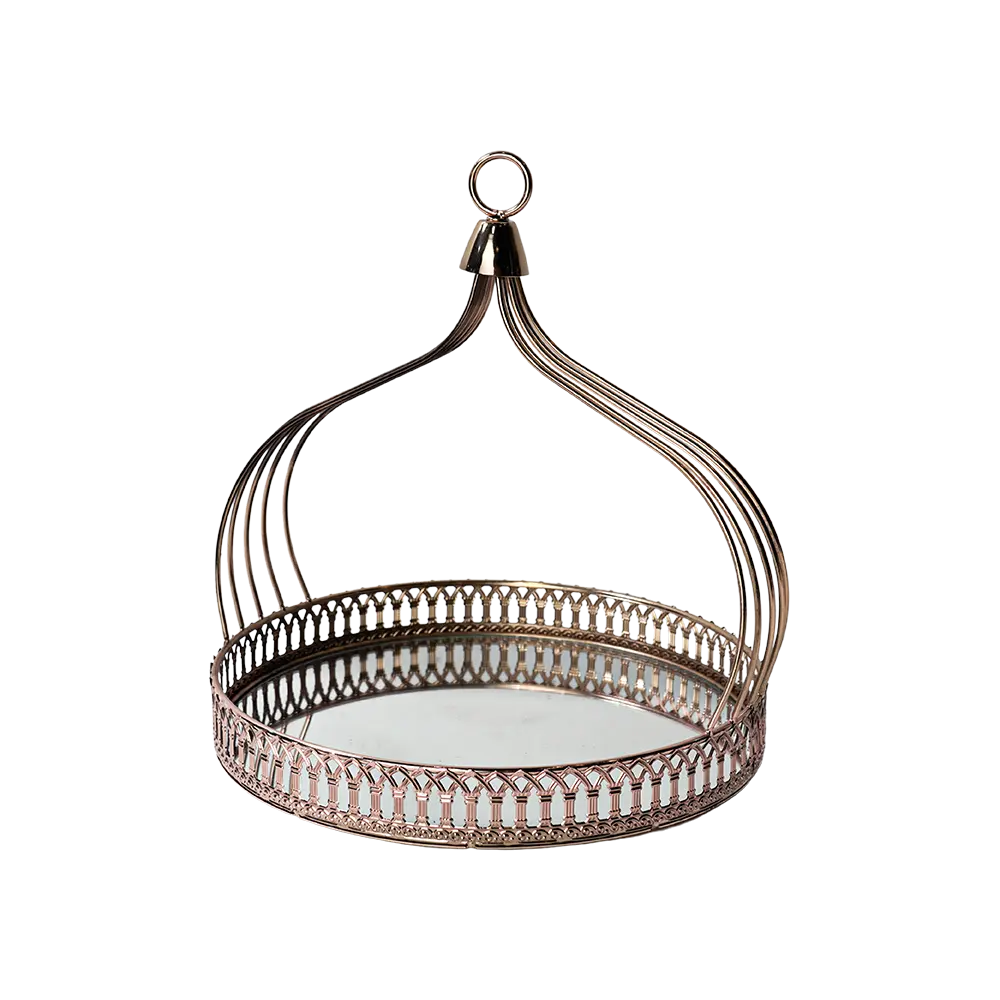 Gold-Circular-Regal-35cm-Mirror-Tray-with-Handle Gold circular regal 35cm mirror tray with handle