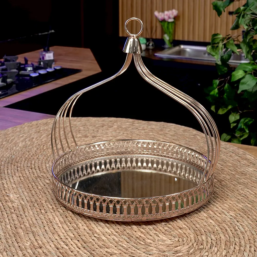 Gold-Circular-Regal-35cm-Mirror-Tray-with-Handle1 Gold circular regal 35cm mirror tray with handle1