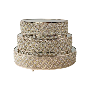 Gold circular shaped 3pcs mirror tray set