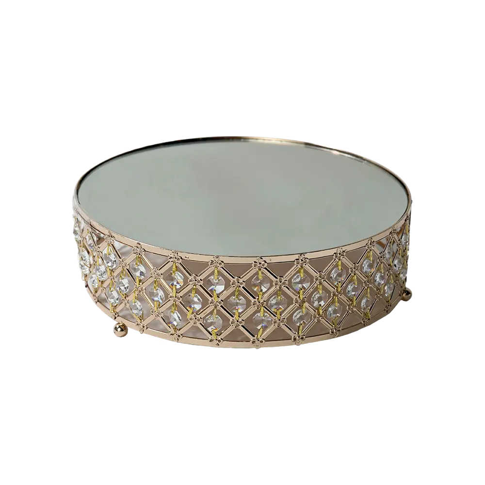 Gold circular shaped 3pcs mirror tray set2