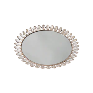 Gold flower shaped 37cm mirror tray with crystal