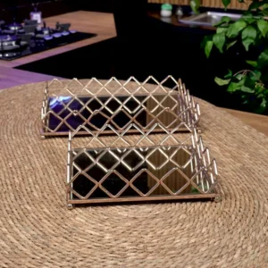 Gold geometric shaped 2pcs mirror tray set1