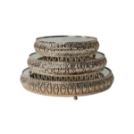 Gold ornate round 3pcs mirrored tray set