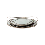 Gold oval 2pcs mirror tray set