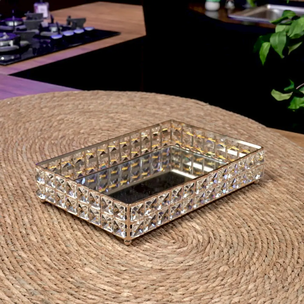 Gold-Rectangular-23x33cm-Mirror-Tray-with-Crystal1 Gold rectangular 23x33cm mirror tray with crystal1