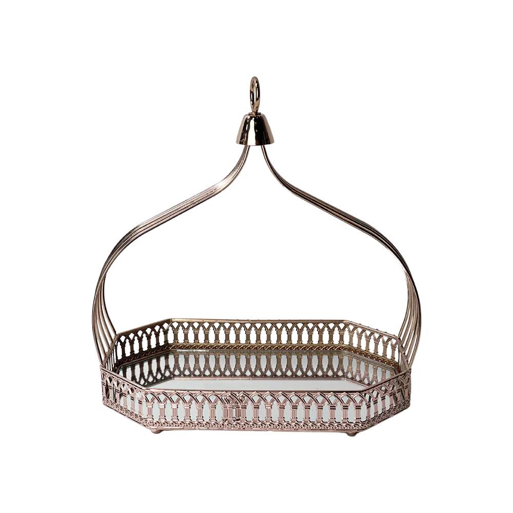 Gold regal 22x34cm mirror tray with handle