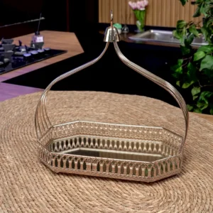 Gold regal 22x34cm mirror tray with handle1