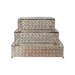 Gold squared shaped 3pcs glass tray set