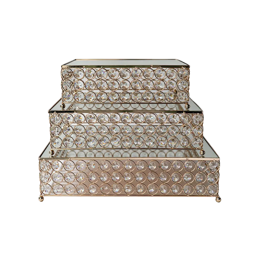 Gold-Squared-Shaped-3Pcs-Glass-Tray-Set Gold squared shaped 3pcs glass tray set