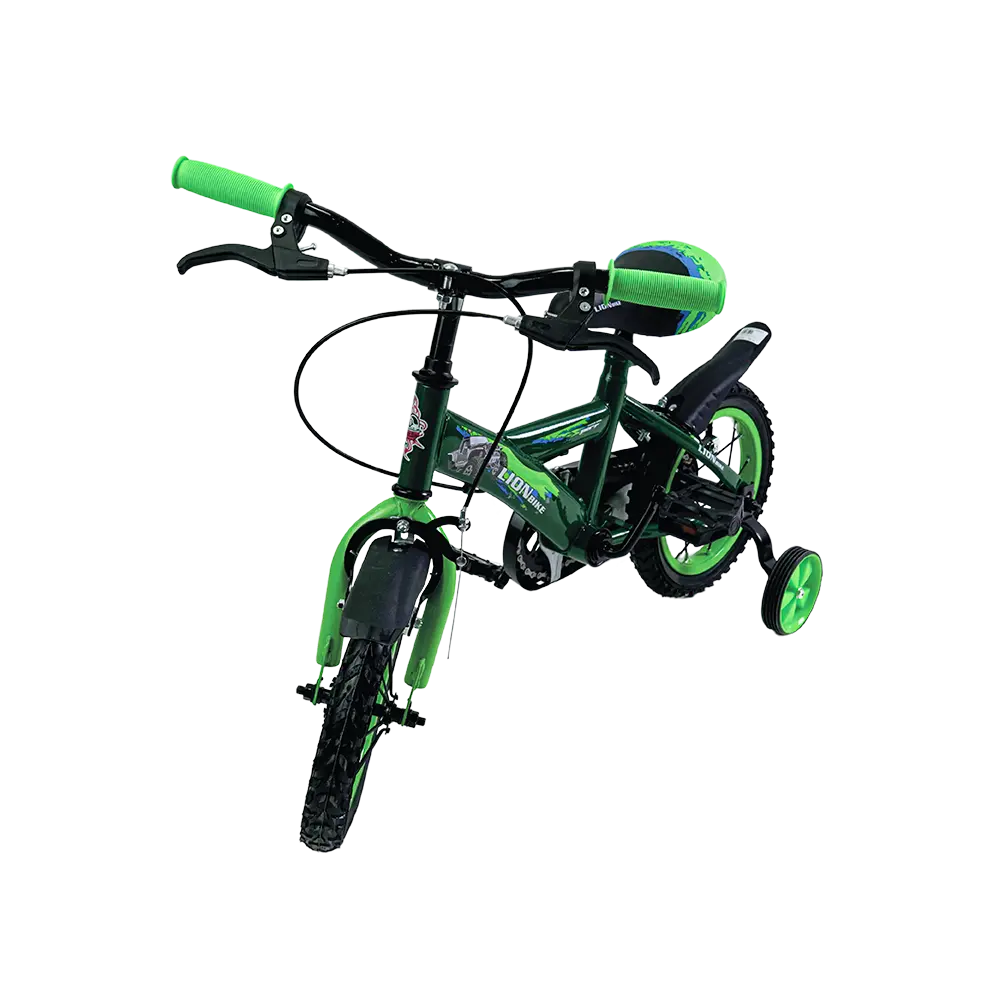 LionBike-4-Wheels-12in-Green-&-Black-Bicycle Lionbike 4 wheels 12in green & black bicycle
