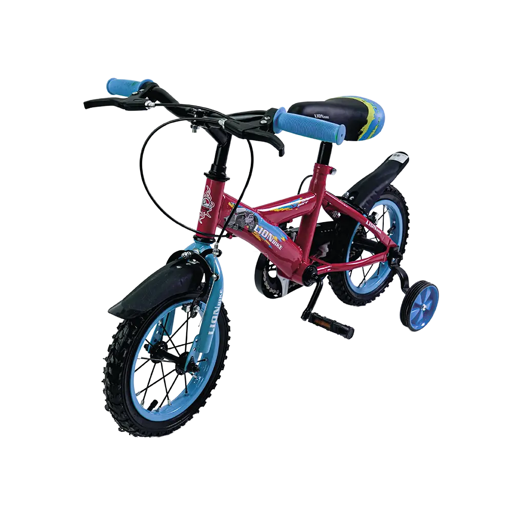 LionBike-4-Wheels-12in-Red-&-Blue-Bicycle Lionbike 4 wheels 12in red & blue bicycle