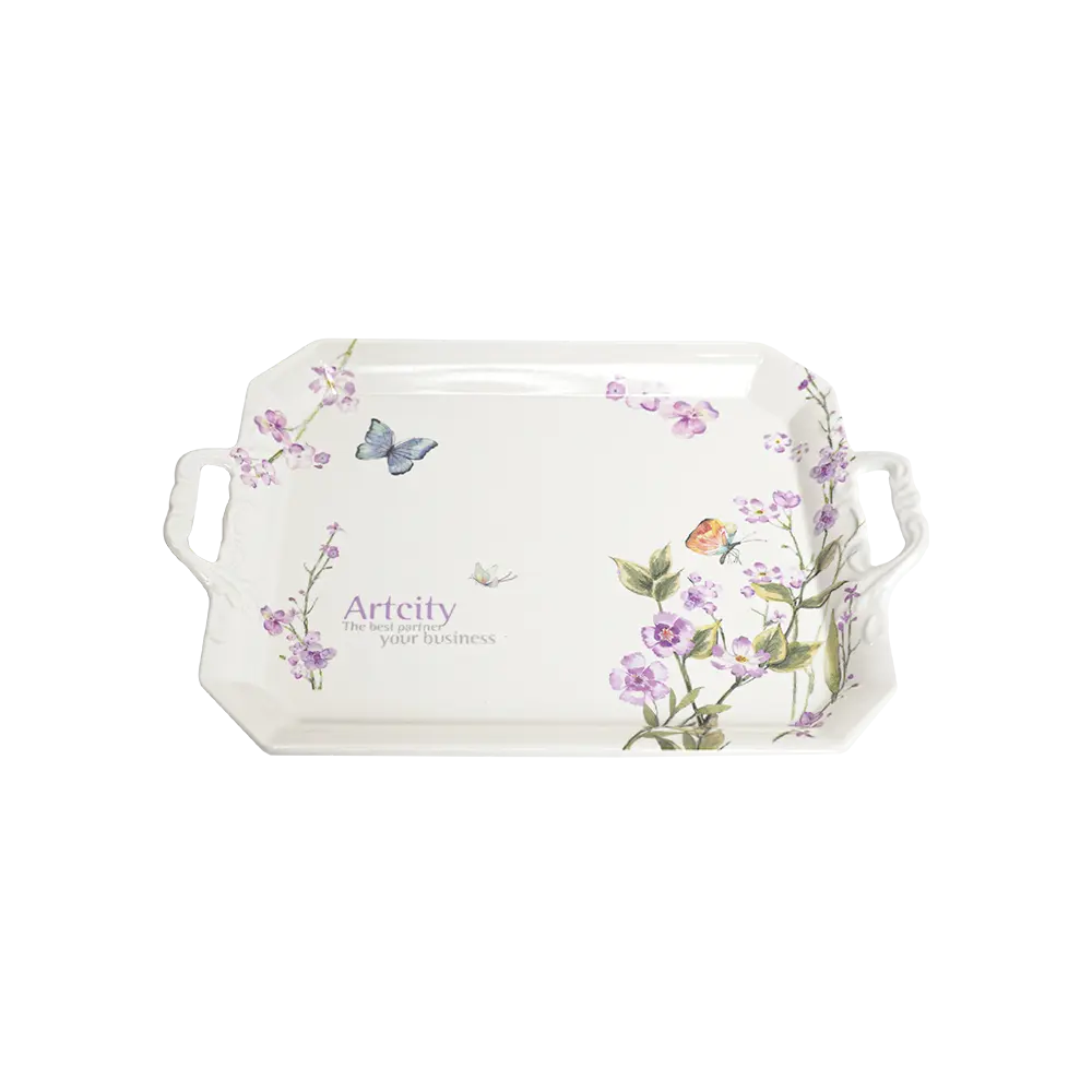 Melamine-Rectangular-Floral-Design-Tray1 Melamine rectangular floral design tray1