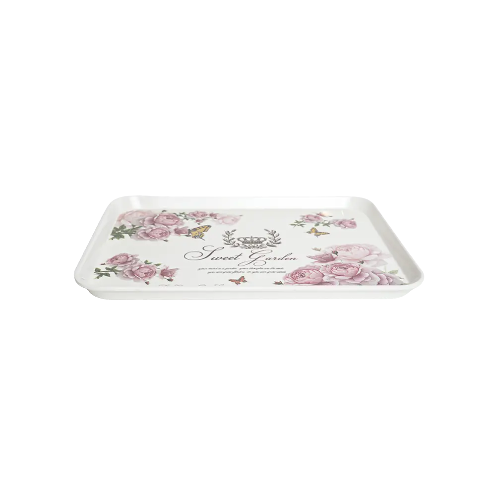 Melamine-Rectangular-Flowers-Design-Tray Melamine rectangular flowers design tray