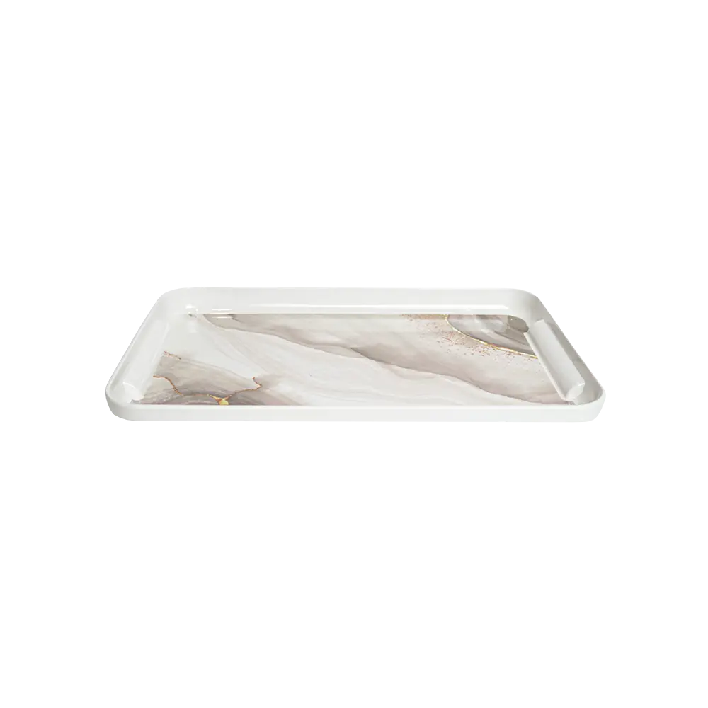 Melamine rectangular marbled design tray