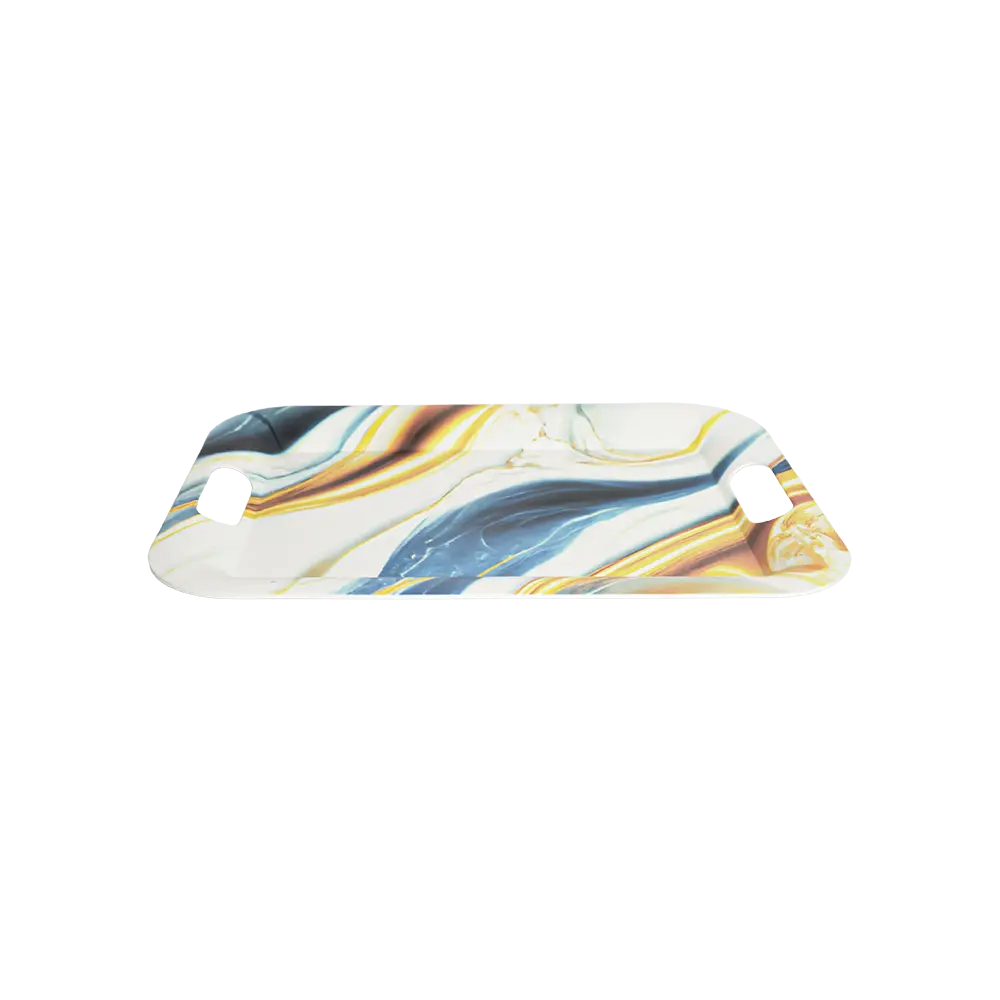 Melamine rectangular marbled pattern tray