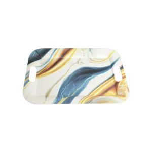 Melamine rectangular marbled pattern tray1
