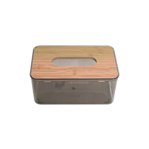 Plexi tissue box with wooden lid