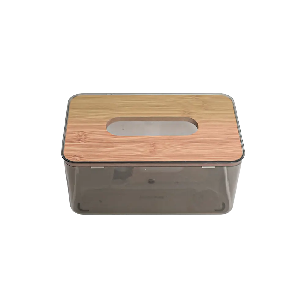 Plexi tissue box with wooden lid